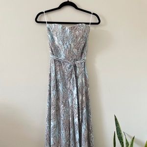 H&M Tropical Patterned Blue and White Jumpsuit